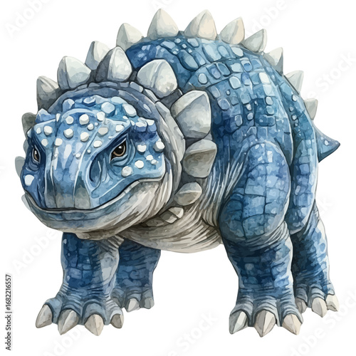 Ankylosaurus, watercolor clipart vector, isolated on a white background.