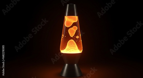 Orange lava lamp on dark background