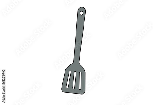 Simple spatula kitchen utensil illustration for cooking, food preparation, recipe content, household kitchenware, culinary education, and restaurant promotional materials isolated on white background