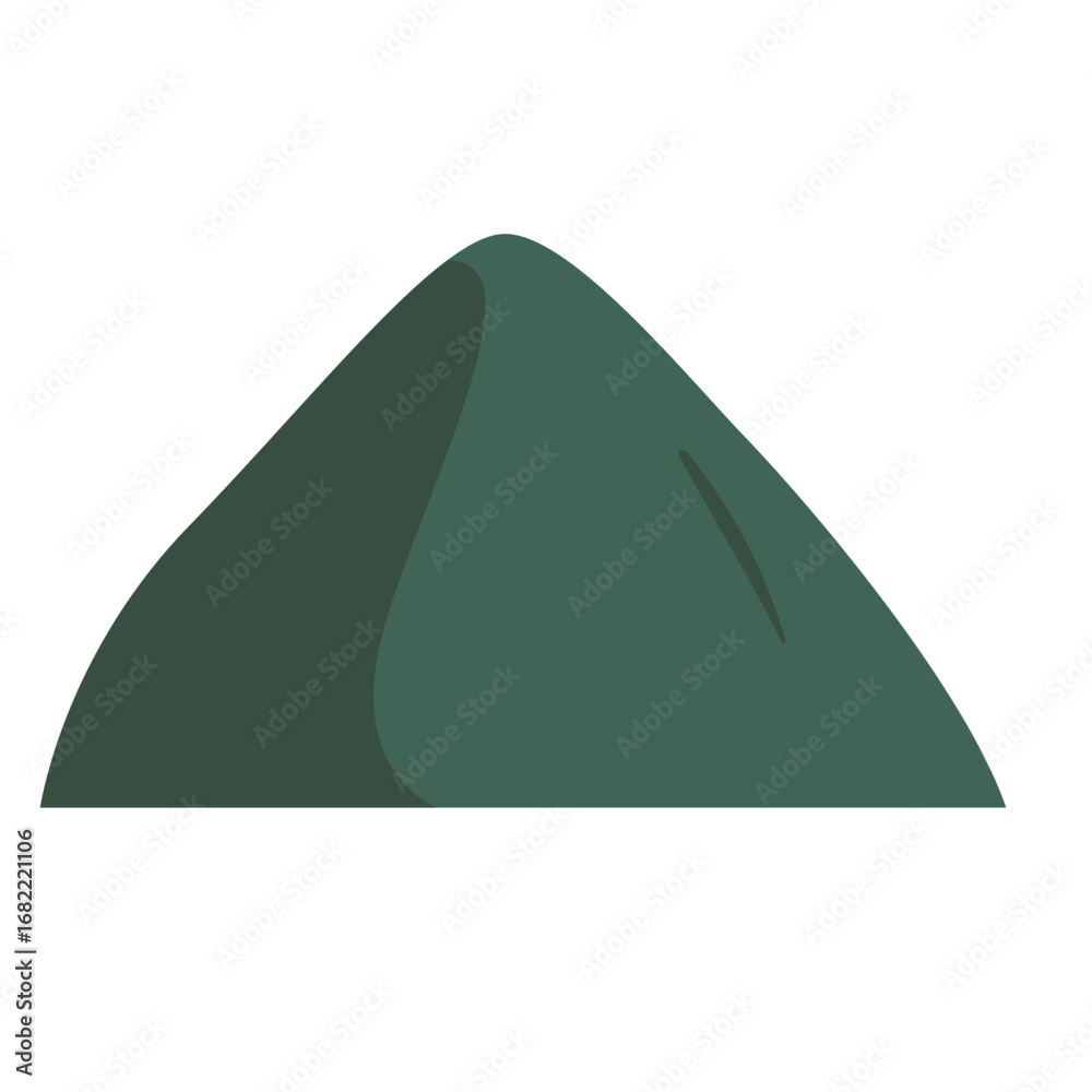 Fototapeta premium 2d illustration simple green mountain shape isolated on white background, minimal design element perfect for landscape, travel, outdoor, eco projects, and environment. 