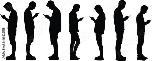silhouette, people, smartphone, mobile, addiction, technology, communication, lifestyle, internet, connection, modern, digital, isolation, phone, gadget