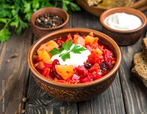 Wallpaper Mural Hearty soup with vegetables and sour cream Torontodigital.ca