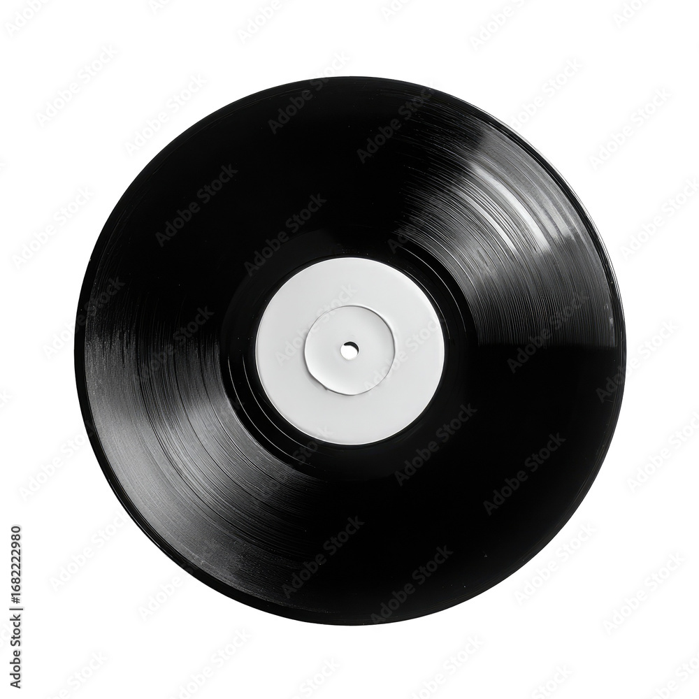 Obraz premium Black vinyl record with white label