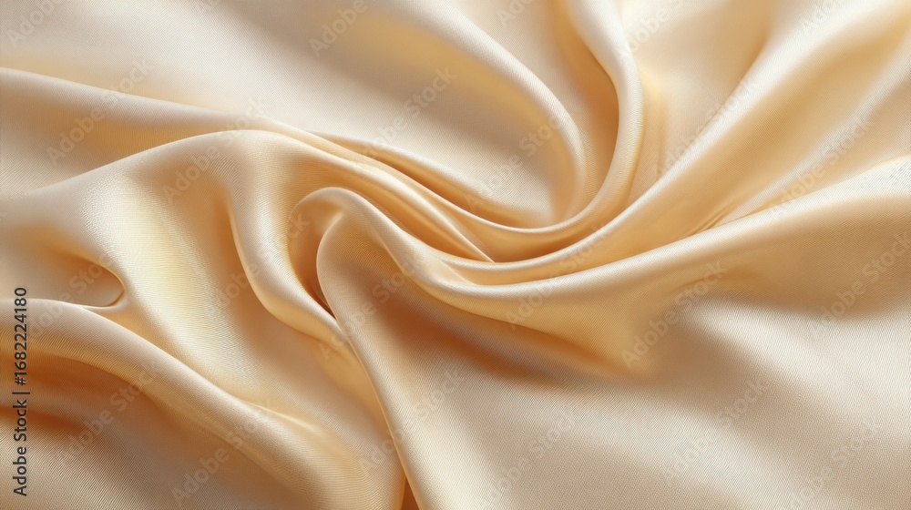 Obraz premium Premium Golden Silk Fabric Texture with Flowing Folds and Glossy Highlights for Modern Luxury Branding and Elegant Marketing Content