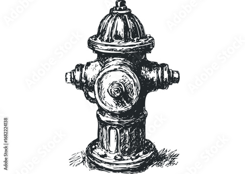 Sketch of Fire Hydrant with Texture. Vector hand drawn illustration