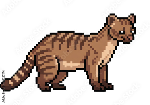 8-Bit Fossa PNG - Cat-like Madagascar Carnivore Pixel Animal