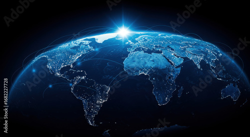 Global Connectivity: Earth with Network Connections