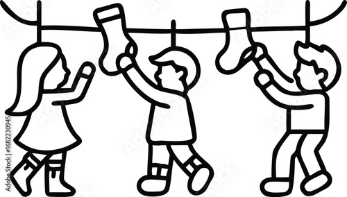 icon-of-children-hanging-stockings-on-christmas-ev.