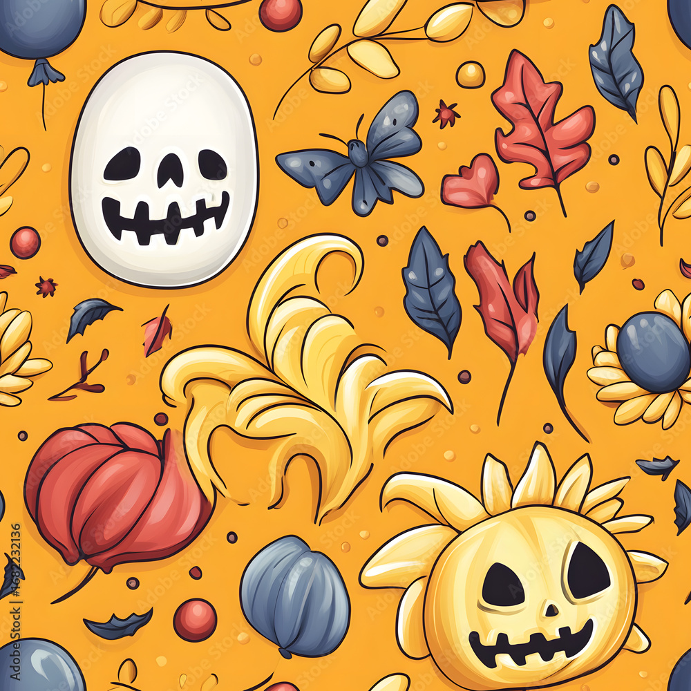 custom made wallpaper toronto digitalHalloween style wallpaper amber background, seamless pattern with halloween elements
