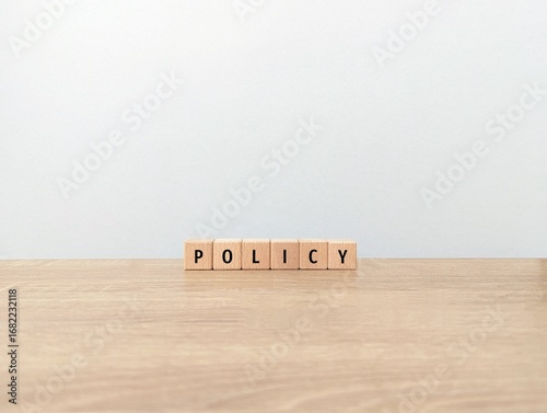 Policy spelled out in wooden blocks