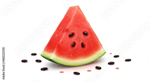 Saftig rote Wassermelone gl�nzt hell leuchtend frisch. AI Generated