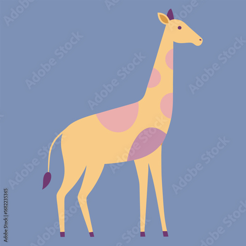Cute Flat Giraffe Vector Illustration – Safari Animal Design