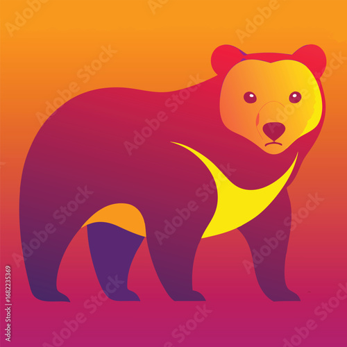 Colorful Gradient Bear Vector Illustration – Wild Animal Design