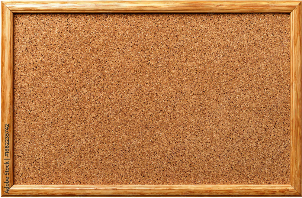 Fototapeta premium Empty cork bulletin board with light brown wooden frame