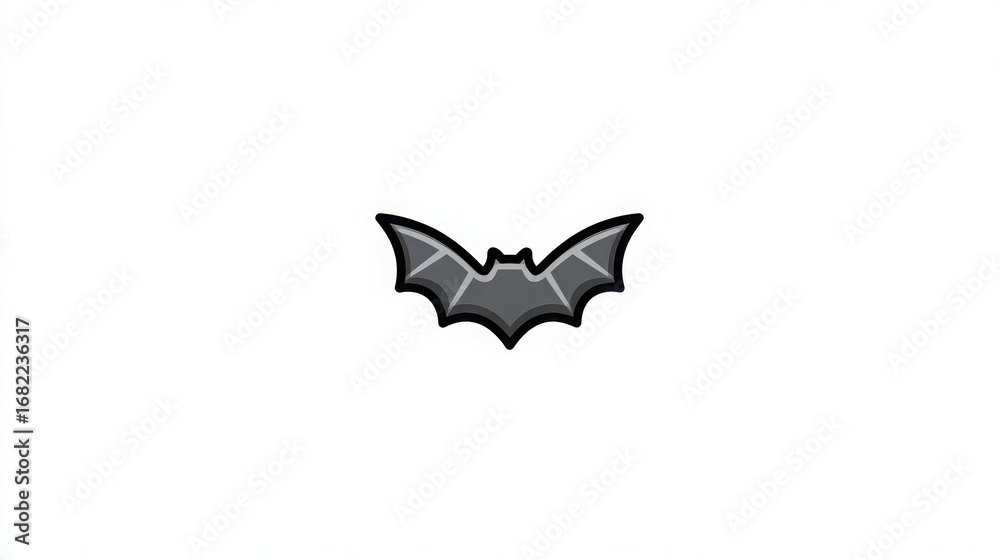 Fototapeta premium Cartoon Bat Icon in Black and Gray Design for Halloween Decorations