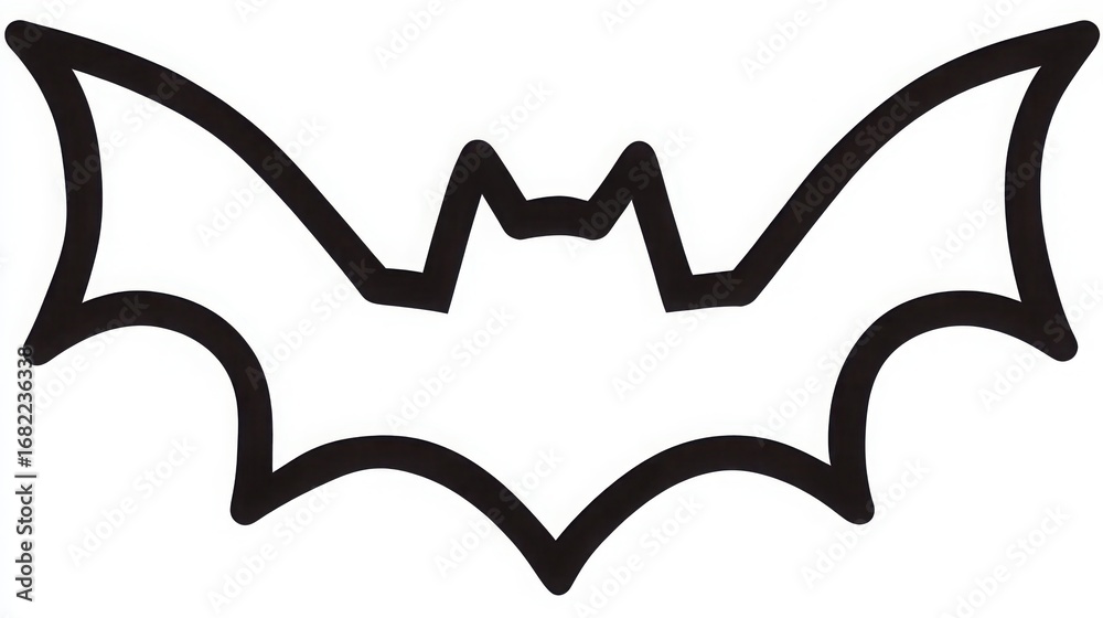 Fototapeta premium Black Bat Silhouette with Stylized Wings and Distinct Shape