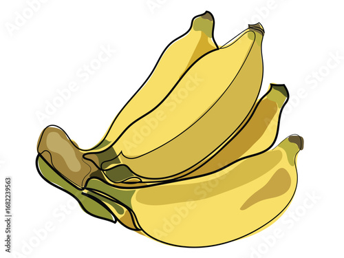 Banana in continuous line drawing on a white background.