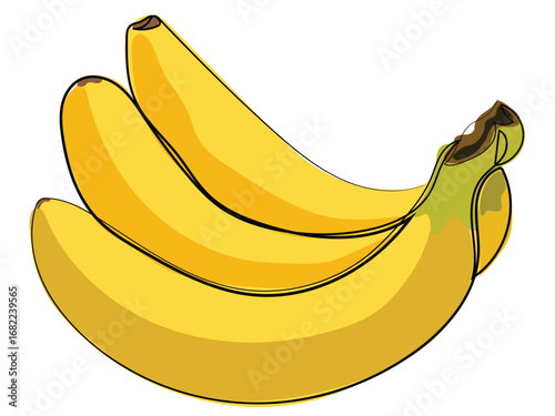 Banana in continuous line drawing on a white background.
