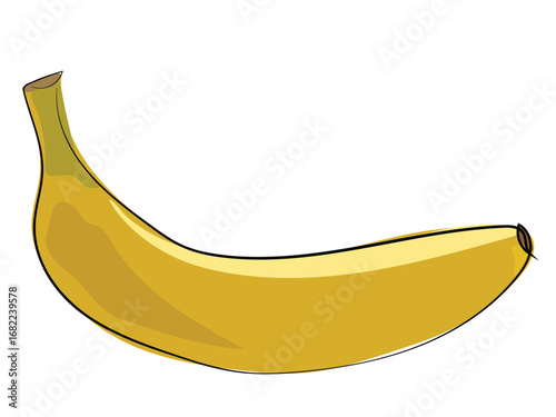 Banana in continuous line drawing on a white background.