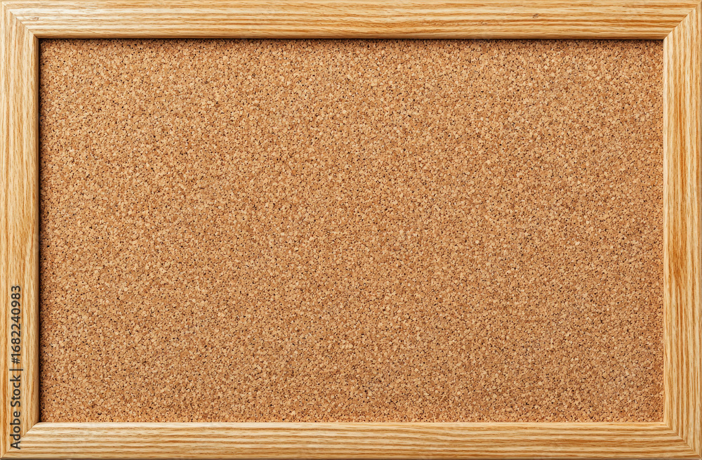 Fototapeta premium Plain cork bulletin board in light wooden frame