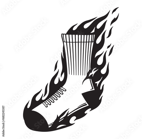 Football being consumed by flames symbolizing loss defeat or a passionate sport