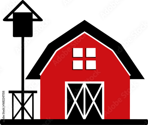 barn house or farm house with pole barns flat icon vector