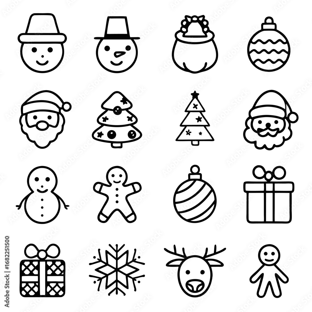 Fototapeta premium Collection of christmas icons for festive season designs and holiday decorations and greeting cards