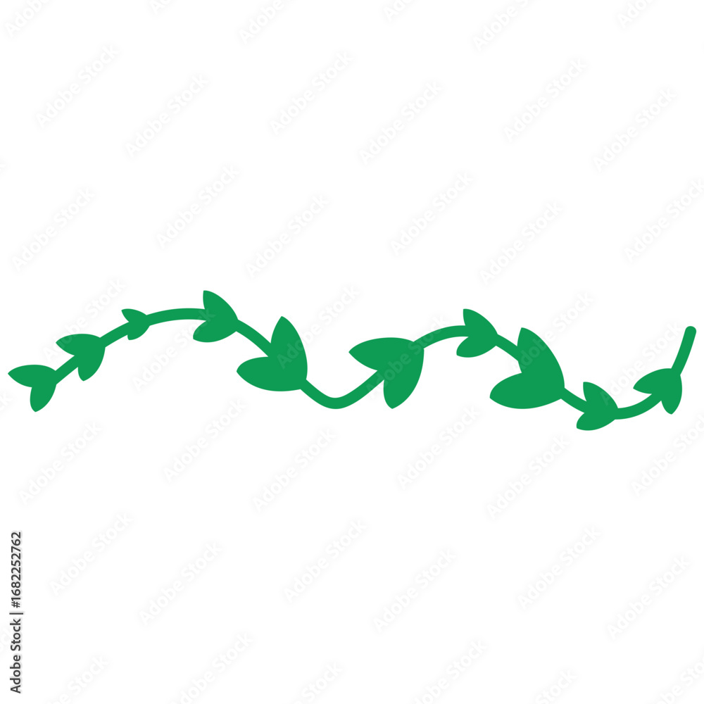 Obraz premium Horizontal green vine element, simple decorative plant design for nature themed illustrations and eco friendly projects.