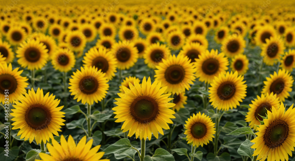 Obraz premium Sunflower field golden yellow flowers