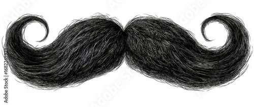 Dark, curly mustache