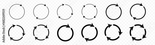 circle arrow icon set, containing refresh, rotation, reload, Repeat and more, recycle symbol Vector illustration.