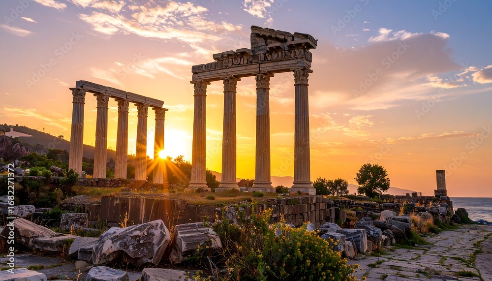 Fototapeta premium Ruins at Golden Sunset