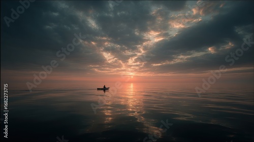 Solitude on water at sunset