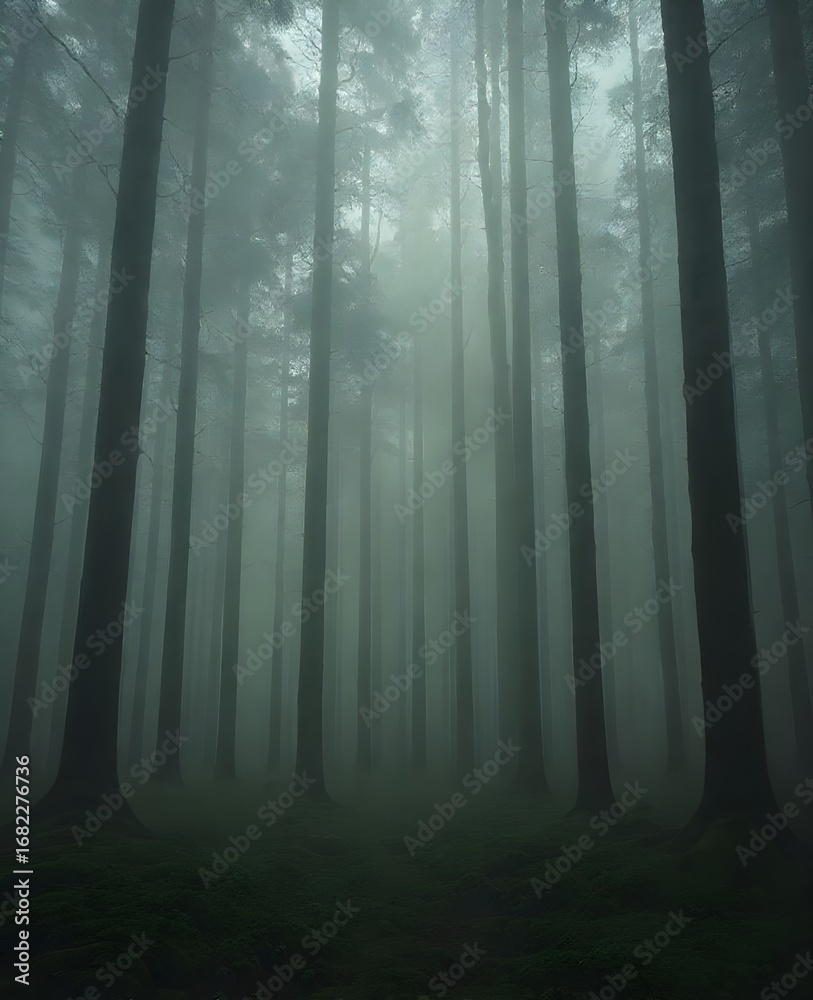 Naklejka premium fog in the forest