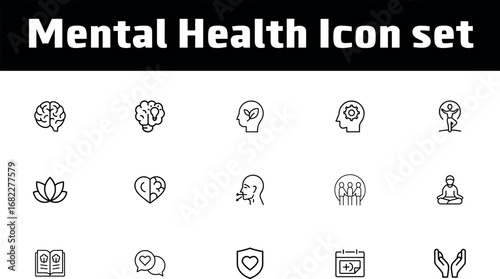 mental health icon set vector 