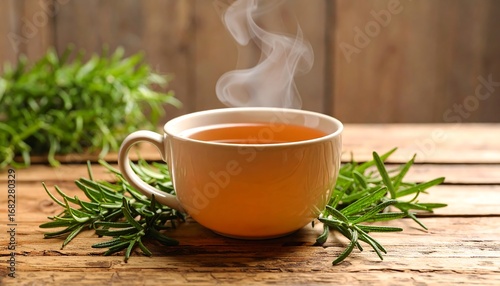 Wallpaper Mural Herbal tea in a cup with sprigs of rosemary Torontodigital.ca