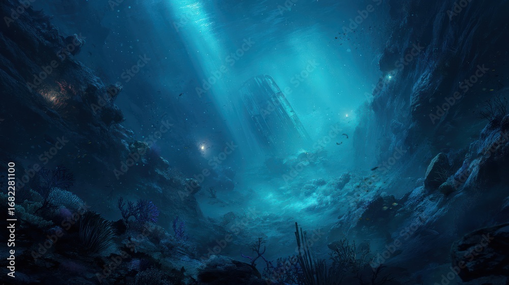 Obraz premium Submerged futuristic structures