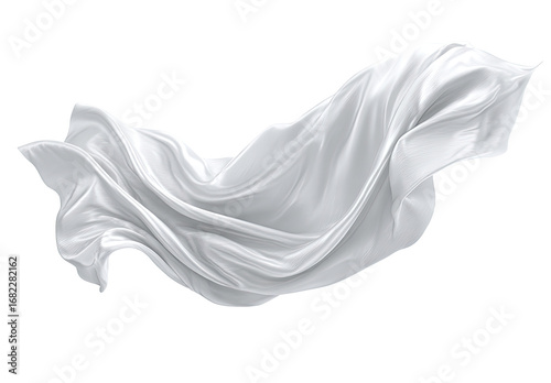 Flowing white fabric drapes in dynamic folds