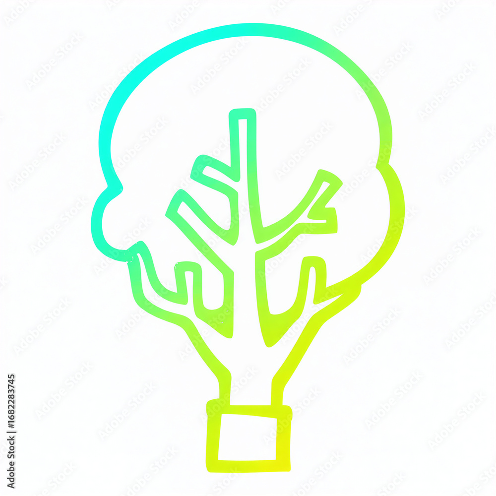 Obraz premium Vibrant Neon Tree Icon in Gradient Flat Illustration
