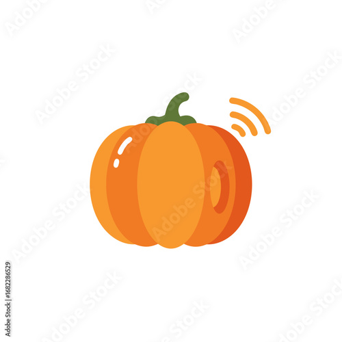 Pumpkin with Wireless Signal Icon for Tech-Savvy Autumn or Halloween Theme