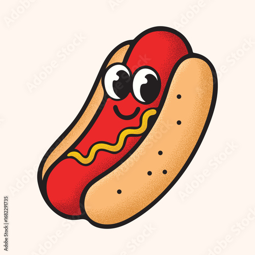 Cute Hot Dog Vector Illustration – Funny Cartoon Fast Food Design