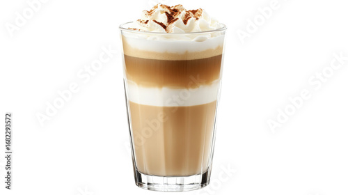 Latte Macchiato in Glass isolated on a Transparent or white Background