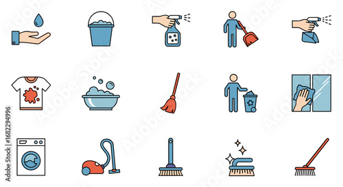 Essential household cleaning supplies and tools for maintaining a spotless living environment