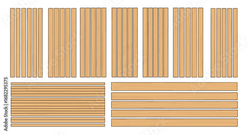 Natural wood slat panel textures for interior design and architectural visualization projects