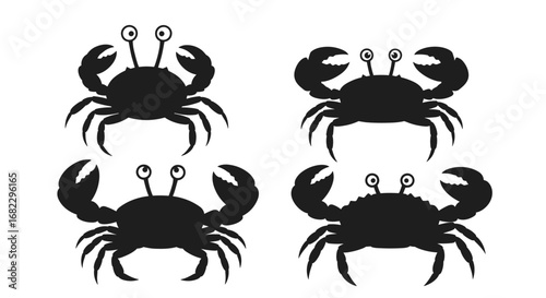 Four silhouetted crabs ready for an adventure on the ocean floor