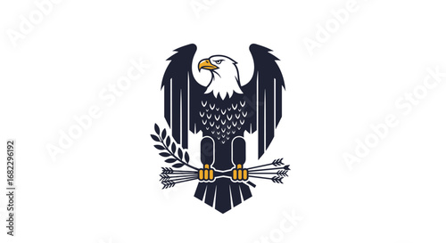 United states presidential service badge and its symbolic meaning of freedom and nationhood displayed by an eagle holding an olive branch and arrows