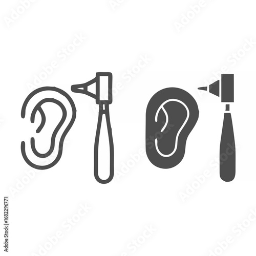 Otoscope and human ear line a...