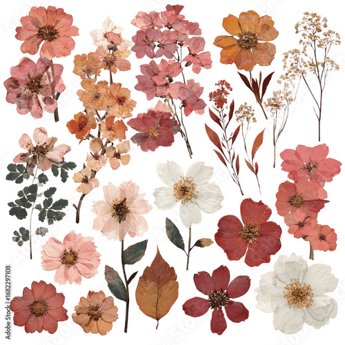 Pressed Flower Collection  Rustic Autumnal Hues