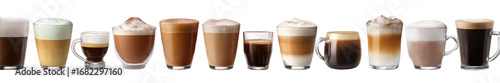 Variety of coffee drinks in glasses (1)