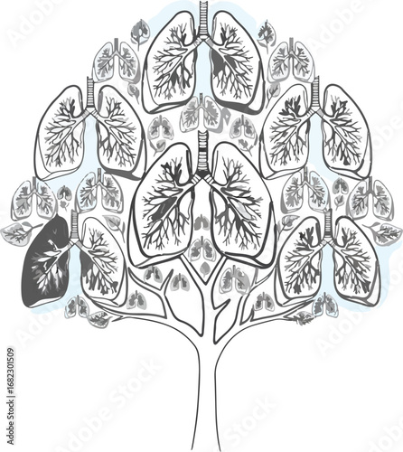 Stunning conceptual tree art beautifully crafted with intricate lung branches symbolizing health, life, and organic growth for medical or environmental themes